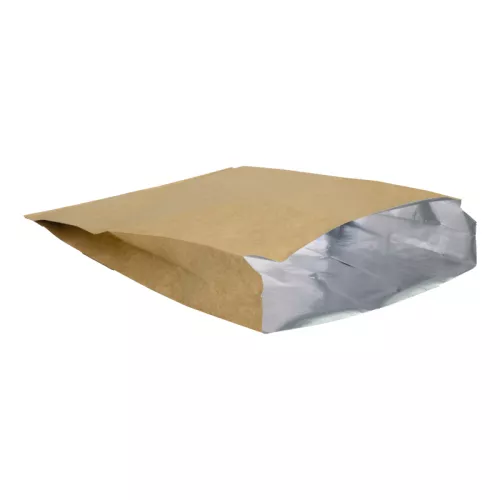 Torba papierowa 27x20x4,5 cm fałdowa brązowa / kraft powlekana aluminium