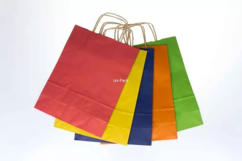 Torba papierowa klockowa 240x100x320 mm mix kolorów uchwyt skręcany