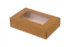 Pudełko papierowe 21x13,5x5cm (HP07) laminowane eco/kraft 'szuflada' z okienkiem do sushi, ciast i n