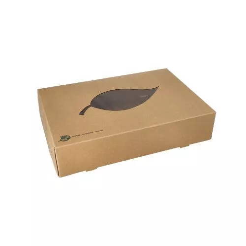 Pudełko do cateringu S 35,7x24,7x8 cm z okienkiem z PLA do tacy cateringowej S