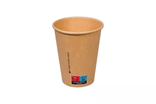 Kubek papierowy premium 300ml śr. 90 mm 1-warstwowy kraft (z logo żółw)