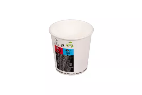 Kubek papierowy 1-warstwowy biały 100ml śr.62 mm (z logo żółw)