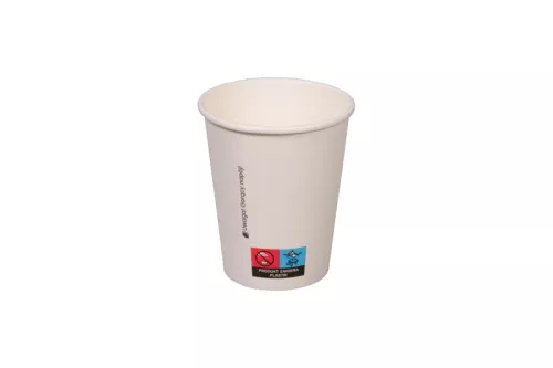 Kubek papierowy premium 200ml śr. 80 mm 1-warstwowy biały (z logo żółw)