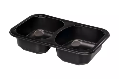 Pojemnik obiadowy 2-dzielny 225/225 ml 178x113x40 mm Mała Dieta PP czarny do zgrzewu