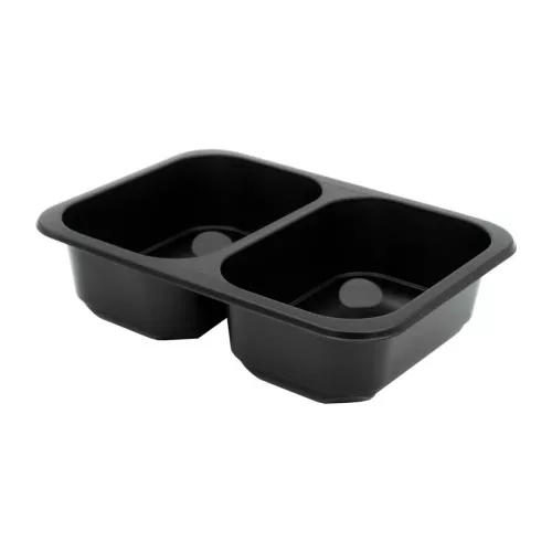 Pojemnik 2-komorowy 850 ml 187x137x48 mm MEDIUM PP czarny do zgrzewu