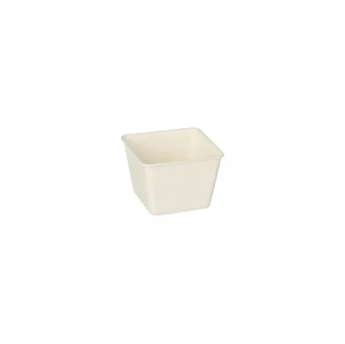 Pojemnik na przekąski KWADRAT 50 ml, 4,6x4,6x3,8 cm z trzciny cukrowej, biały, fingerfood