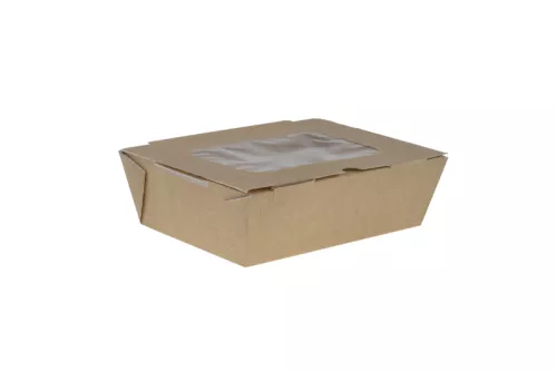 Pudełko papierowe DUŻE 1250ml do dań gorących 185x125x60mm z okienkiem