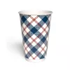 Kubek papierowy 2-warstwowy JASNA KRATKA 400 ml śr. 90 mm, niebieski (z logo żółw)