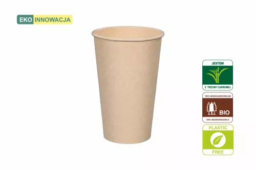 Kubek z trzciny cukrowej + PLA biodegradowalny 400ml/16oz, śr. 90mm A50