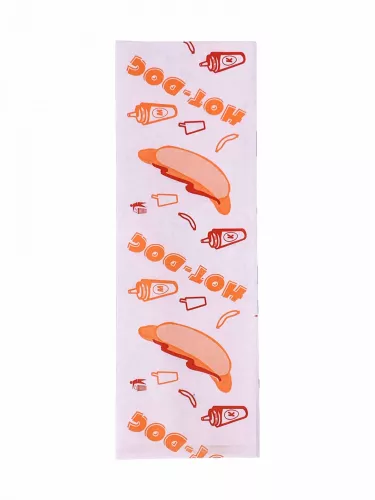 Torebka papierowa biała z nadrukiem uniwersalnym HOT-DOG amerykański foliowana PE 75x220 mm