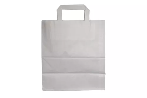 Torba papierowa klockowa biała uchwyt płaski 180x85x230 mm