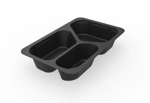 Pojemnik 1/4 GN Menu 263x161x45 mm 3-Komory, Czarny (Duni 181904)
