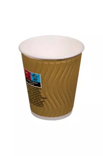 Kubek papierowy fala natural 2-warstwowy 200 ml śr.80 mm (z logo żółw)