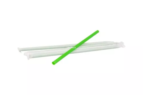 SŁOMKA PROSTA W PAPIERKU ZIELONA ŚR. 8MM, DŁ. 210MM  (500) (7000)