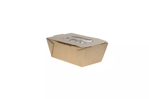 Pudełko papierowe MAŁE 520ml do dań gorących 80x125x60mm z okienkiem