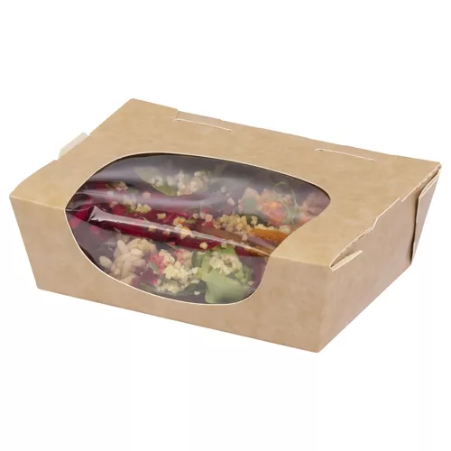Pudełko na sałatkę 825ml tekturowe kraft z okienkiem, take away