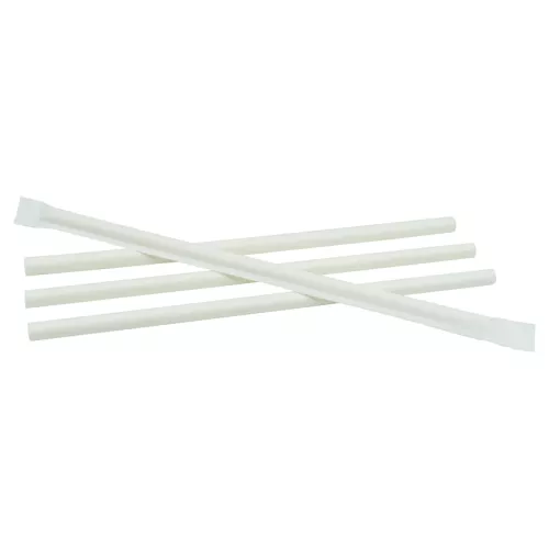 Słomka papierowa biała śr. 8mm, dł. 21cm SATINO w papierku