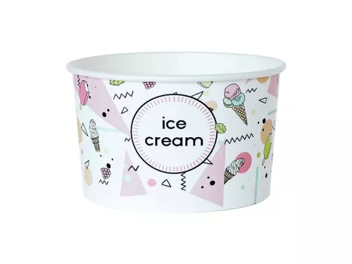Pojemnik papierowy na lody i desery 245ml – wzór ice cream