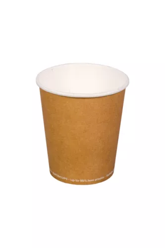 Kubek papierowy 1-warstwowy kraft GREEN LEAF 200ml/9oz śr.80 mm (z logo żółw)