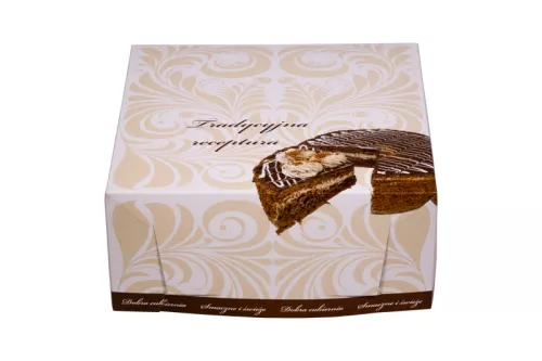 Kartonik na tort 32x32x14 cm biało-brązowy (spód)