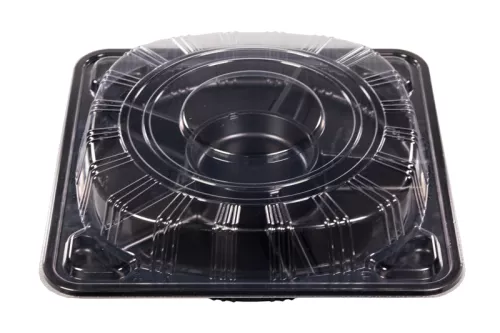Taca cateringowa / Opakowanie na sushi 5-komorowe / Party tray 379x379x44+60 mm (SR11) komplet