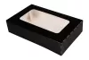 Pudełko papierowe 22×14×5 cm (HP07) barierowe czarne z okienkiem do sushi, ciast i nie tylko