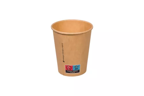 Kubek papierowy premium 200ml śr. 80 mm 1-warstwowy kraft (z logo żółw)