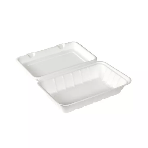 Pojemnik obiadowy połówka biały z włókna 1-komorowy 239x156x63 mm