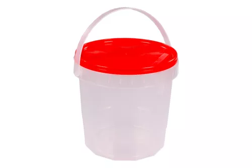Wiadro 1l okrągłe transparentne z plombą M406, rączka plastikowa
