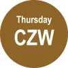 Etykiety samoprzylepne śr.20 mm CZWARTEK - THURSDAY, brązowe, jednorazowe
