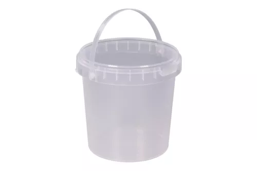 Wiadro 1l okrągłe transparentne z plombą, rączka plastikowa