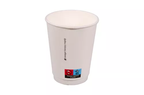 Kubek papierowy 2-warstwowy biały 300ml/12oz śr 90 mm (z logo żółw)