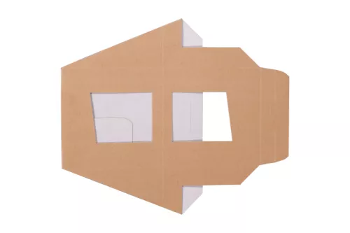 Trójkątne pudełko na kanapki piramida z okienkiem 100x100x140 / 70(h)mm brązowe