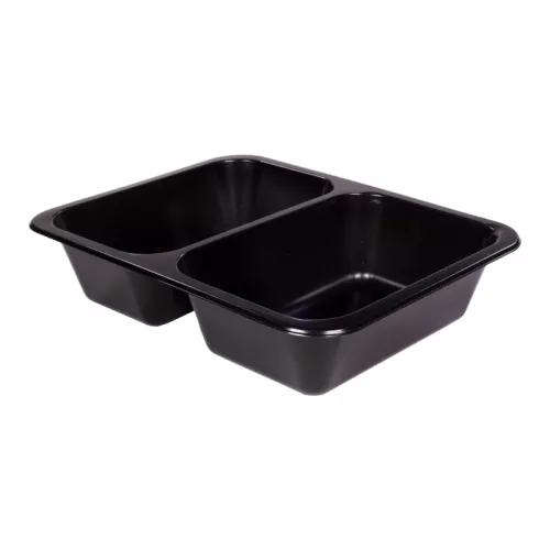 Pojemnik obiadowy 2-dzielny czarny 227x178x50 mm LITE do zgrzewu