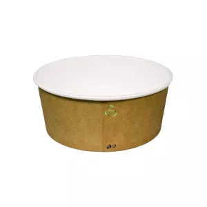 Wieczko rPET do pojemnika sałatkowego brązowo-białego GREEN LEAF 750ml śr. 150mm