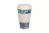 KUBEK BAMBUSOWY BLUE FLOWER 400 ML Z WIECZKIEM I OPASKĄ Z SILIKONU (8)
