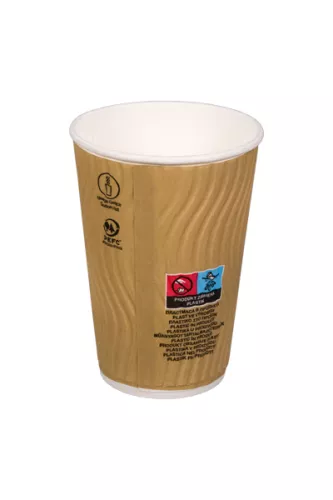 Kubek papierowy fala natural 2-warstwowy 400 ml śr.90 mm (z logo żółw)