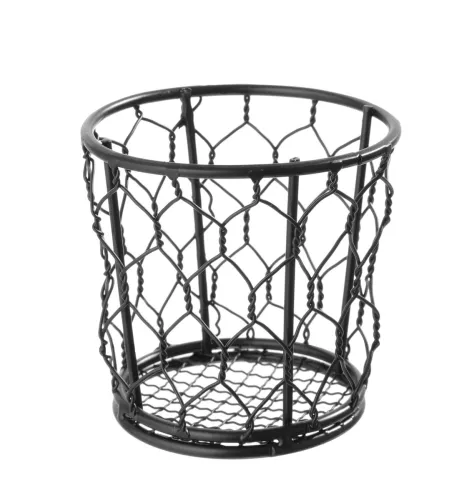 Koszyk metalowy na frytki i smażone przekąski, siatka śr.10x9 cm
