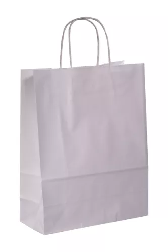Torba papierowa klockowa 251x110x320 mm biała uchwyt skręcany