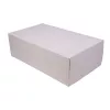 Kartonik na ciasto 25x15x8 cm z klapą, składany z tektury litej, biało-brązowy