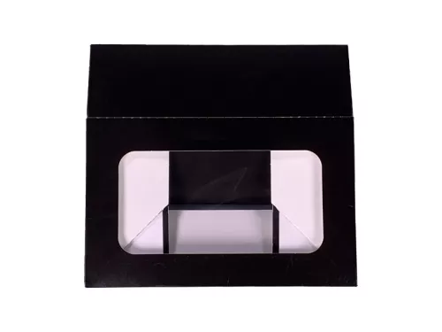 Pudełko papierowe 16×10×5 cm (HP01) barierowe czarne z okienkiem do sushi, ciast i nie tylko