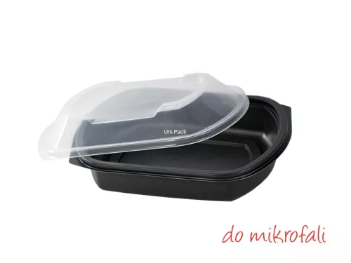 Pojemnik obiadowy 700 ml NIEDZIELONY czarny 206x165x38 mm (spód)