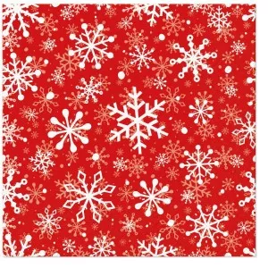 Serwetki papierowe świąteczne 33x33 cm RED SNOWFLAKES