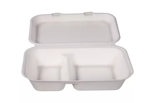 Menubox 2-dzielny z pulpy z trzciny cukrowej 250x165x65 mm