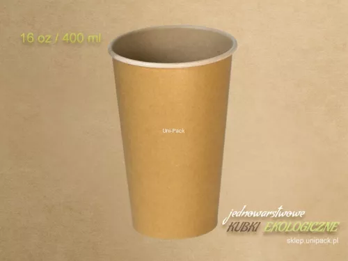 Kubek papierowy brązowy / kraft 400ml, śr. 90 mm