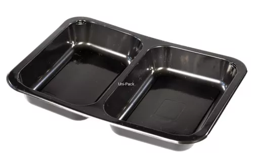 Pojemnik obiadowy 2-dzielny czarny PP 227x178x30 mm