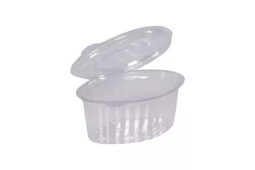 Sosjerka owalna 80ml rPET z wieczkiem na zawiasie