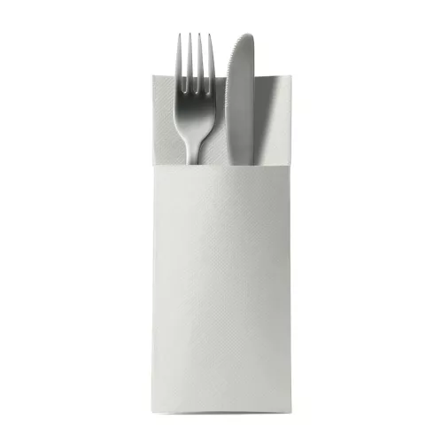 Etui na sztućce DUNI - serwetki kangurki, białe 32x38cm 2w