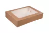 Pudełko papierowe 26×19×5 cm (HP11) barierowe kraft z okienkiem do sushi, ciast i nie tylko
