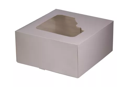 Kartonik na torty 25x25x12 cm z wieczkiem klapowym z okienkiem, biały